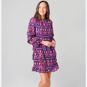 BANJANAN Women's Lila Dress floral Small cotton ruffles